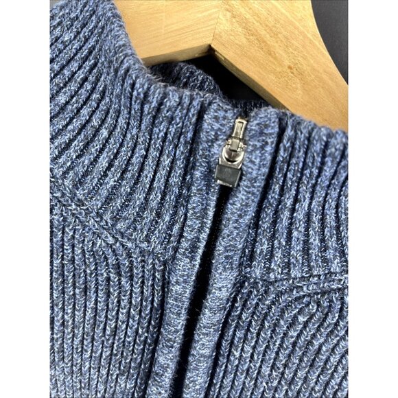 Izod Mens Knit Half Zip Sweater Size XL Ribbed Knit Gray Blue Cotton Blend - Picture 6 of 7